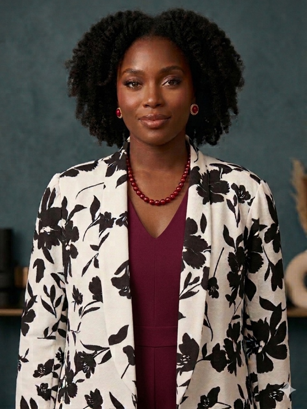 SHEIN Curve Floral Open Front Stretch Blazer